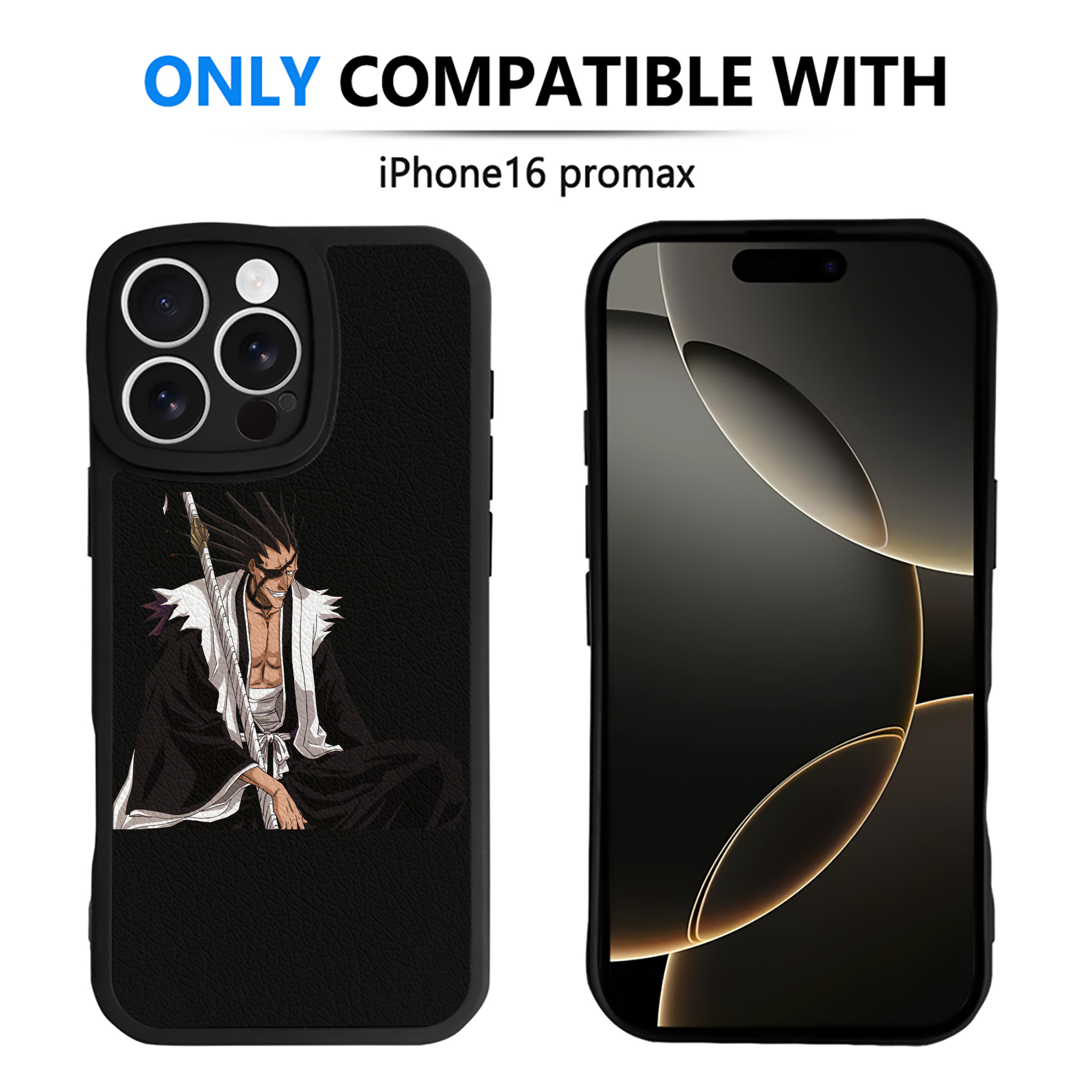 （画像用） ブリーチ ざらき けんぱち BLEACH Zaraki Kenpachi 【iPhone 16シリーズ対応】シリコンスマホケース（レザー調） 材質：シリコン